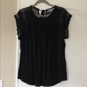 Daniel Rainn Blouse, Black with Lace Detail